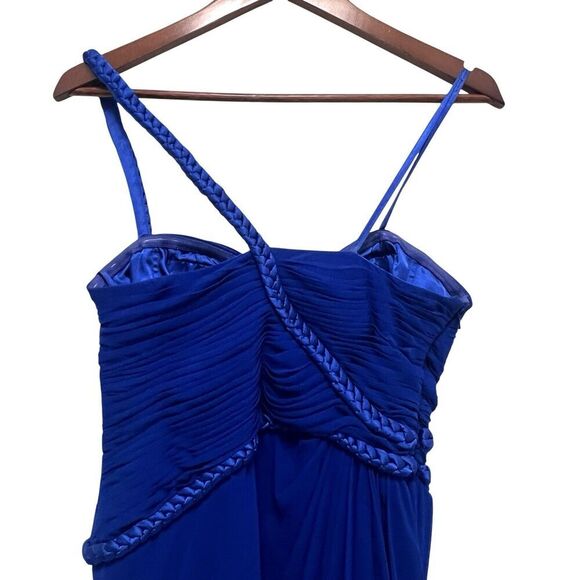 Aidan Mattox One Shoulder Draped Maxi Dress Evening Gown Royal Blue Women’s 4 - Picture 7 of 12